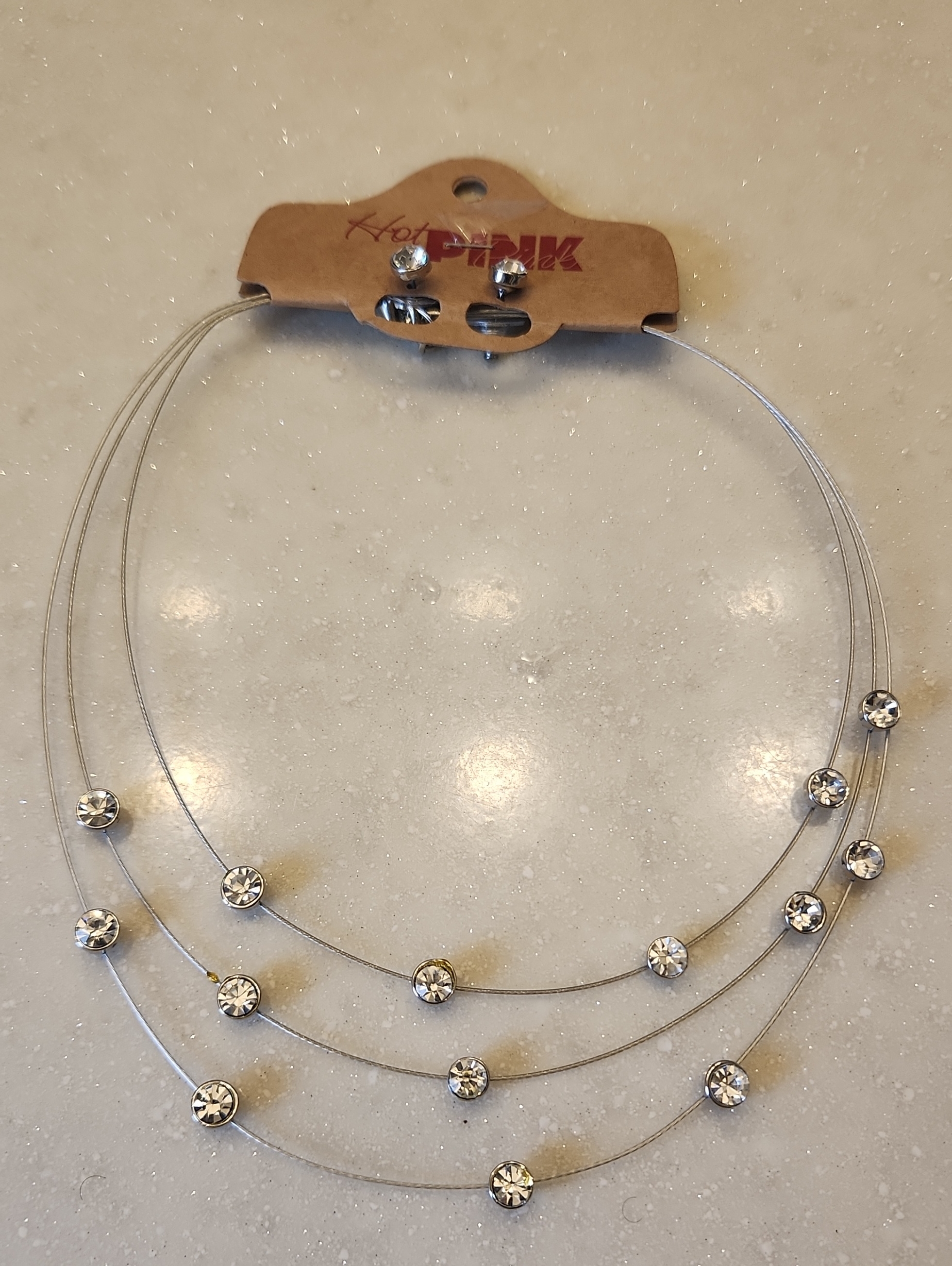 Hot Pink Silver-Tone Wire Multi-Strand Choker Necklace - Nwot